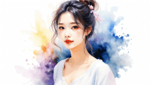 Portrait à l'aquarelle d'une jeune beauté chinoise