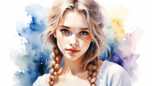 Portrait à l'aquarelle d'une jeune beauté suédoise