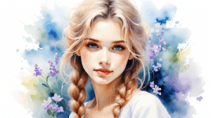 Portrait à l'aquarelle d'une jeune beauté suédoise