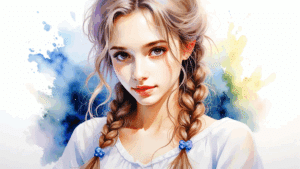 Portrait à l'aquarelle d'une jeune beauté suédoise
