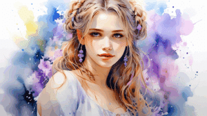 Portrait à l'aquarelle d'une jeune beauté norvégienne