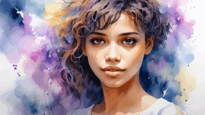 Portrait à l'aquarelle d'une jeune beauté africaine