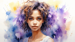 Portrait à l'aquarelle d'une jeune beauté africaine