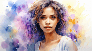 Portrait à l'aquarelle d'une jeune beauté africaine