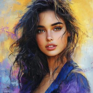 Portrait à l'huile d'une jeune beauté marocaine