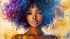 Portrait à l'huile d'une jeune beauté noire