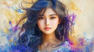 Portrait à l'huile d'une jeune beauté thaïlandaise