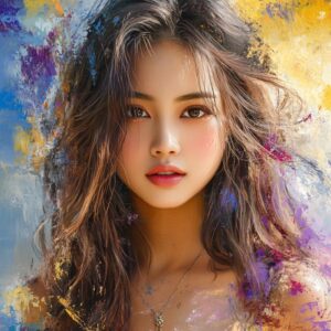 Portrait à l'huile d'une jeune beauté thaïlandaise